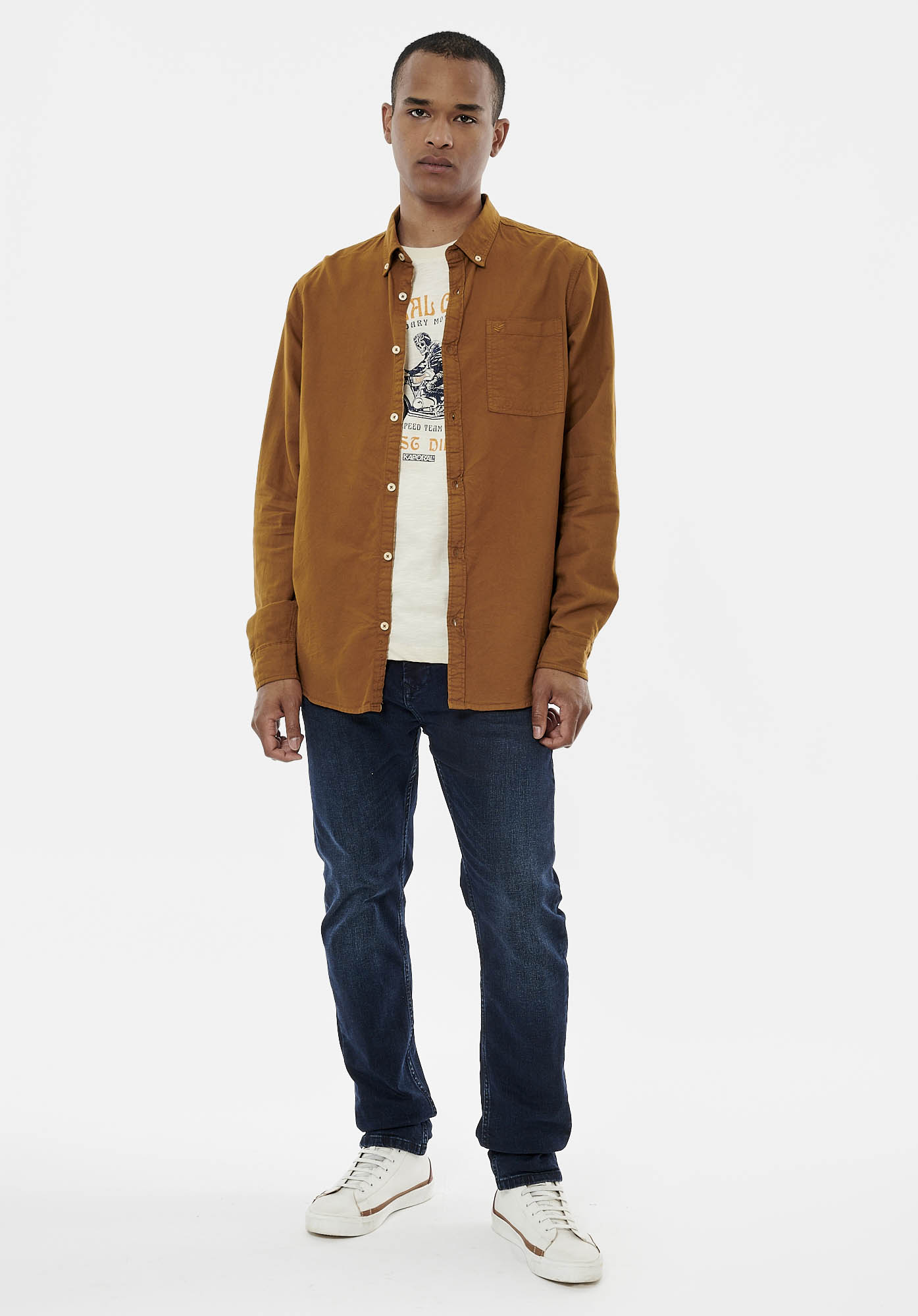 TOMEK  Chemise marron homme 100% coton bio