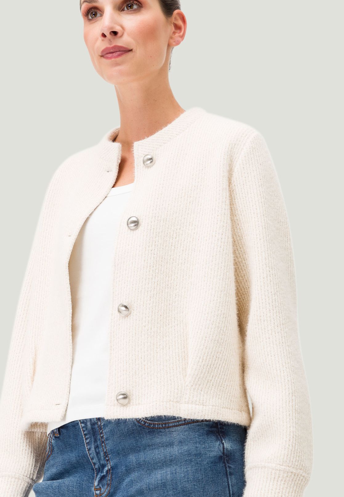 Sweatjacke mit Knopfleiste