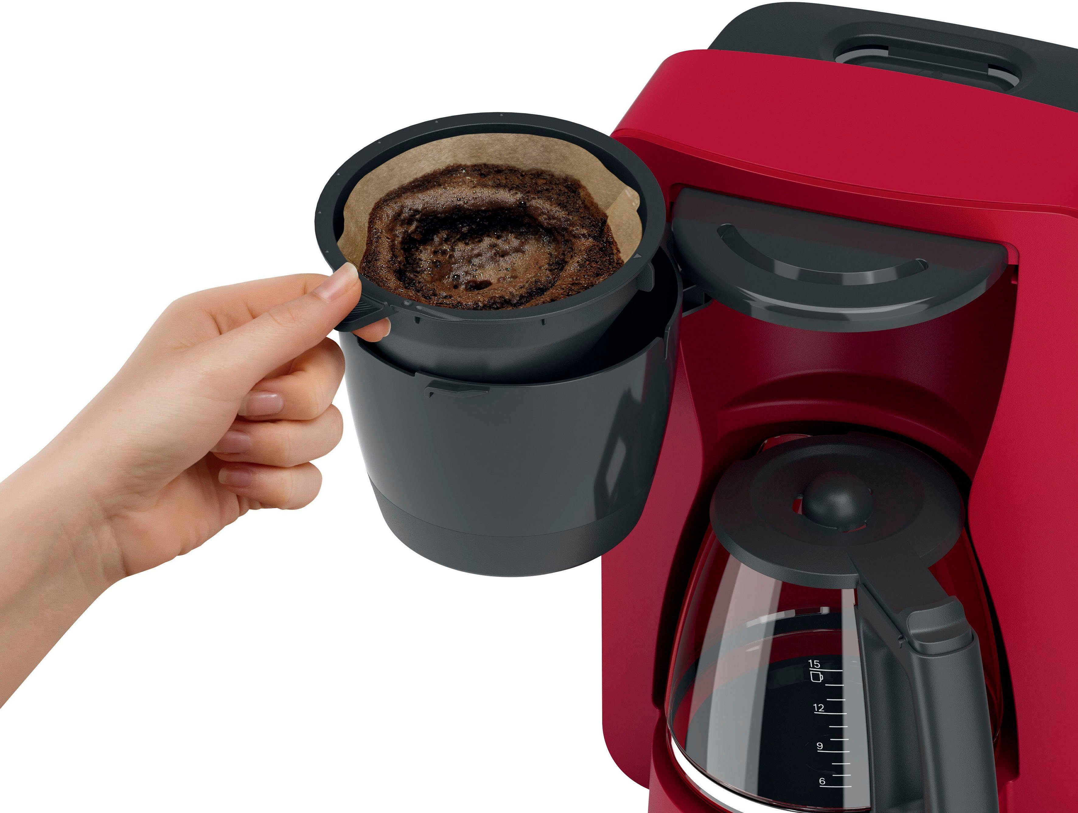BOSCH Filterkaffeemaschine MyMoment TKA2M114, 1,25l Kaffeekanne, Papierfilter 1x4, für 10-15 Tassen, Glaskanne, 40min Warmhaltefunktion, 1200 W