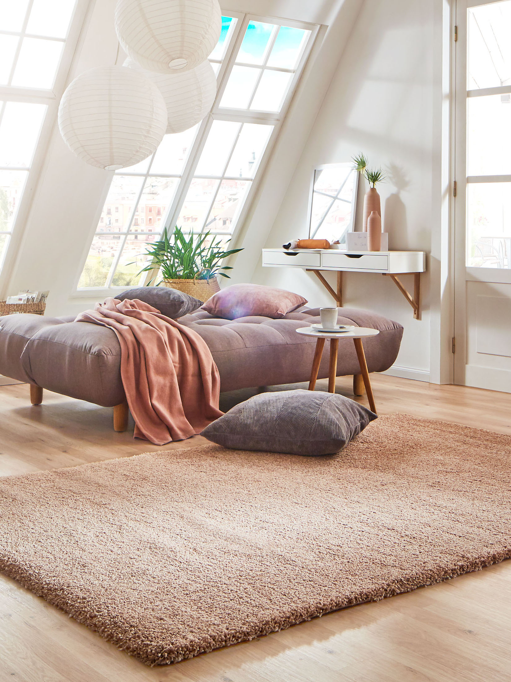 Lounge Hochflor-Teppich, Rosa