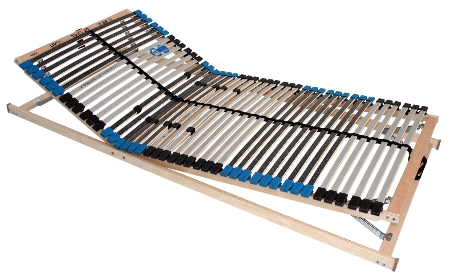 Lattenrost TRIO, B 90 cm x L 200 cm, Ganzholzrahmen, Kopfteil manuell verstellbar, Fußteil manuell verstellbar