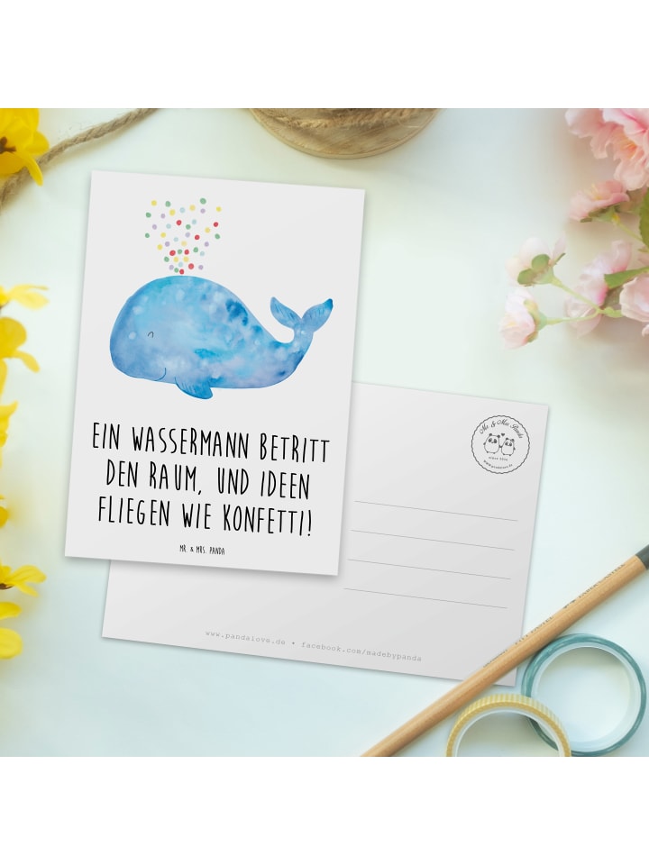Mr. & Mrs. Panda Postkarte Wassermann Ideenflug mit Spruch in Weiß günstig kaufen onesize
