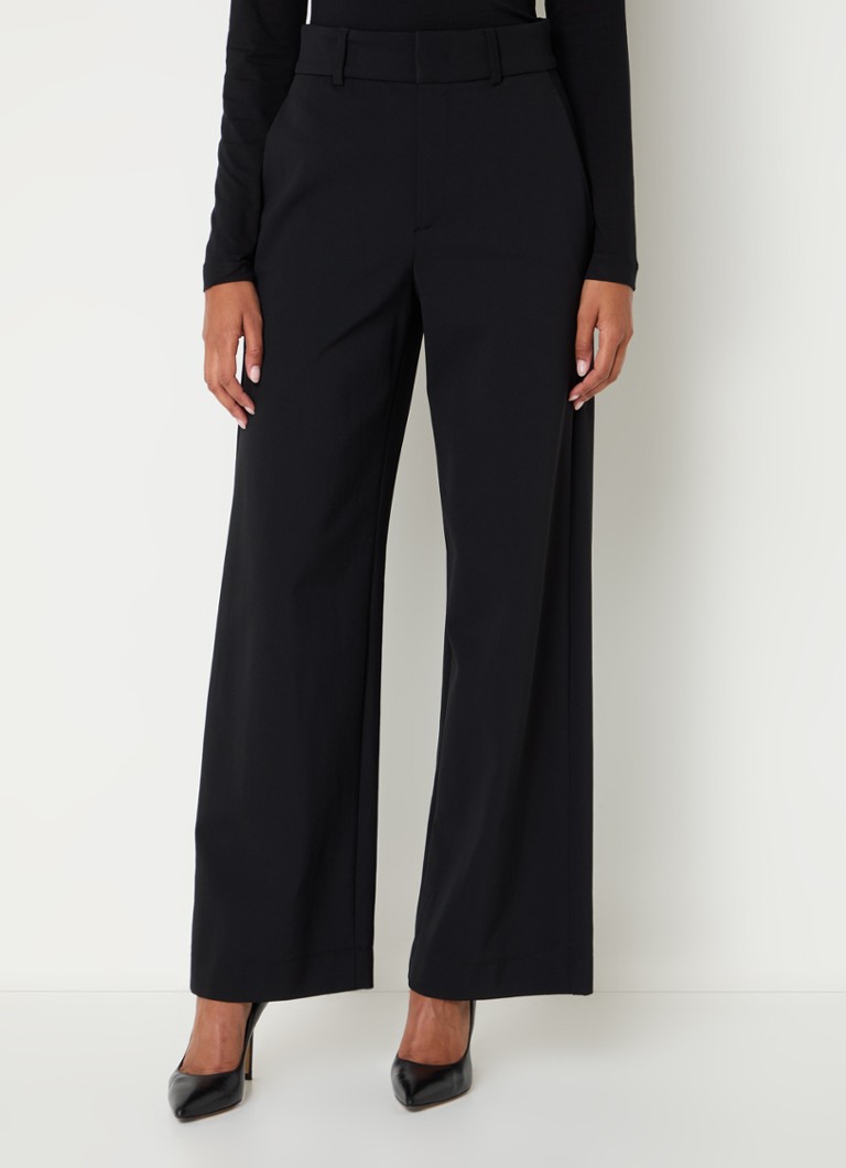 Pantaloni Vanilia din twill cu talie înaltă și croială largă