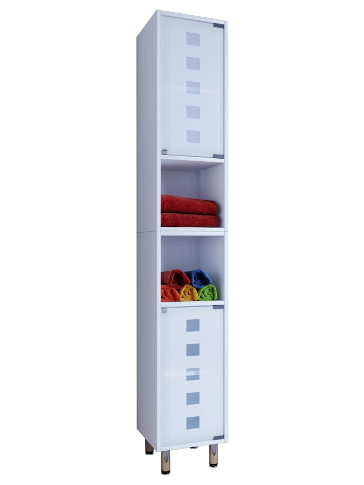 VCM  Holz Badmöbel Hochschrank Schrank Darola Glastür in Weiß günstig kaufen onesize