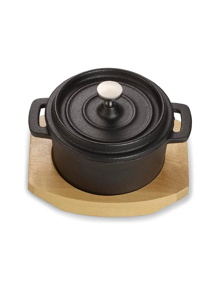Echtwerk 2 tlg. Set Mini-Kochtopf mit Servierbrett 200 ml in Schwarz günstig kaufen
