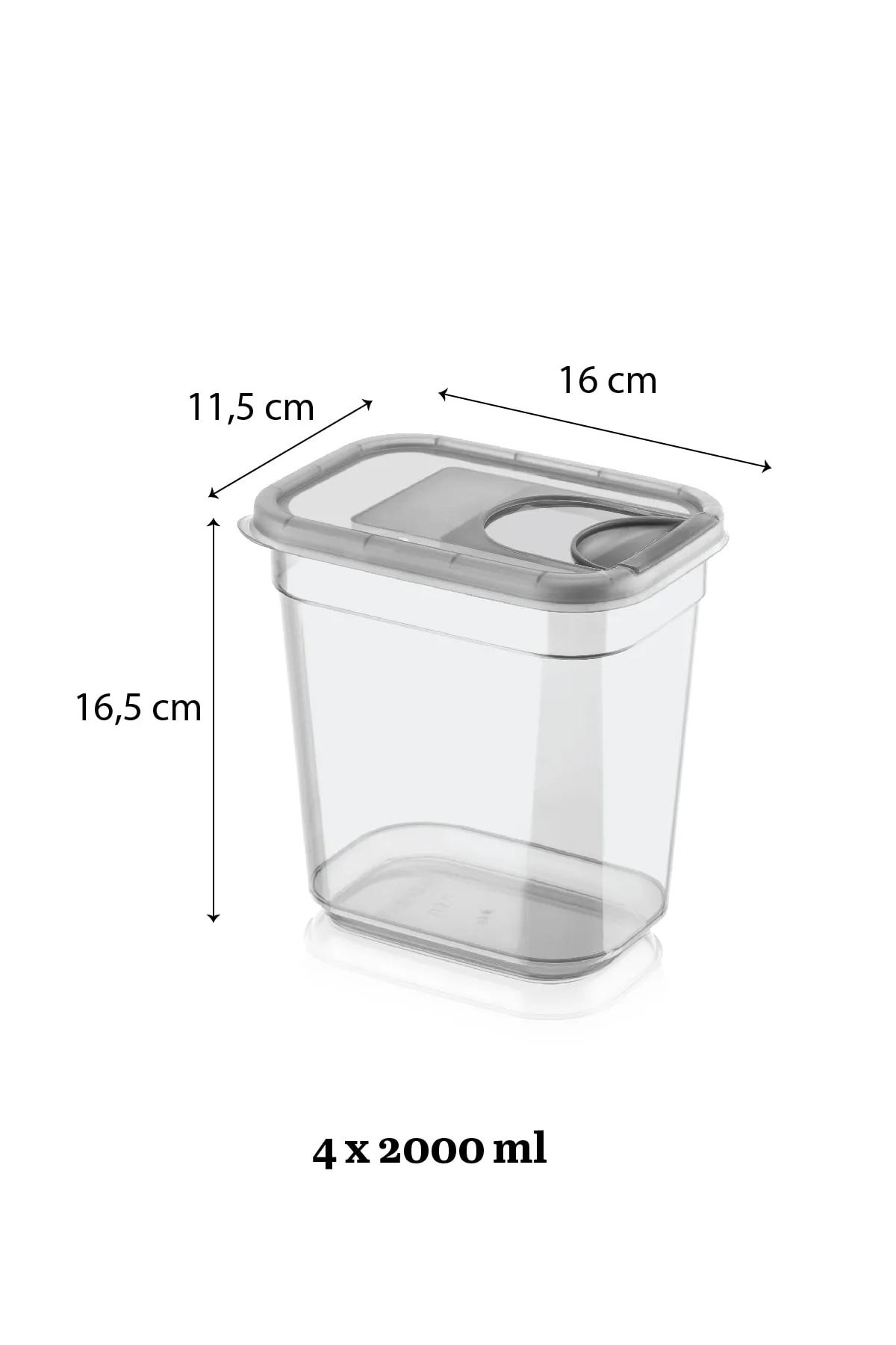Meleni Home  4-teiliger Vega-Aufbewahrungsbehälter für Tablettenwaschmittel mit Schiebedeckel und Beschriftung – rechteckige Aufbewahrungsbox 4 x 2000 ml