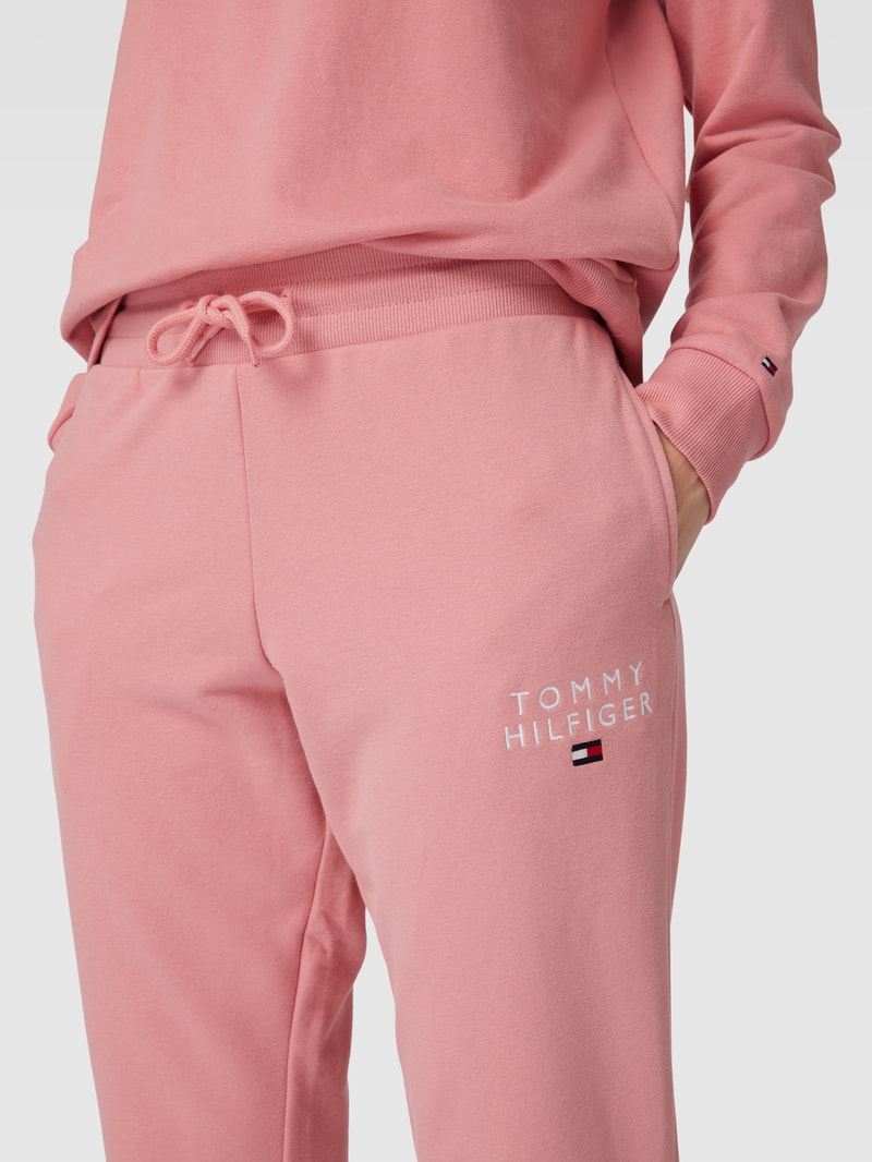 Trackpants mit Label-Stitching in altrosa