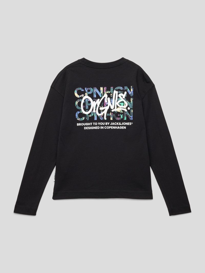 Longsleeve mit Statement-Prints Modell 'SILVERLAKE' in schwarz