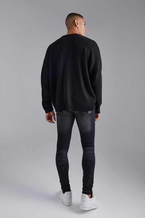 Pullover mit Man Repeat Stickerei