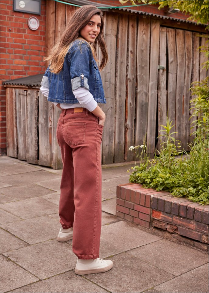 Stretch-Jeans Culotte, knöchelfrei