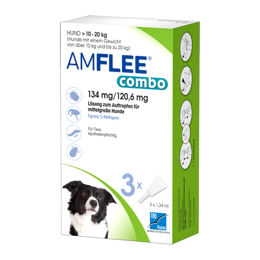 AMFLEE combo 134/120,6mg Lsg.z.Auf.f.Hunde 10-20kg  3 St  Lösung