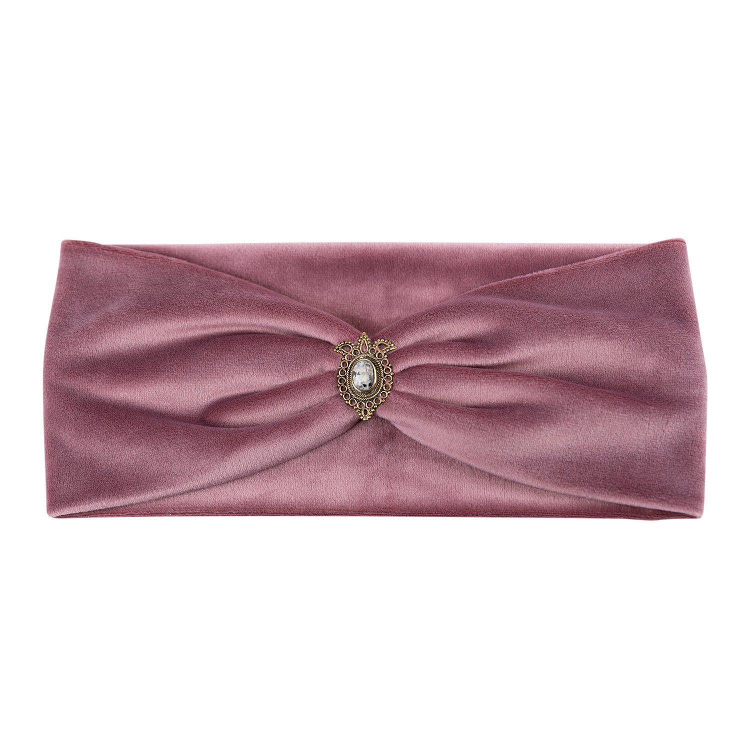 Bohia Stirnband Haarband Winter aus Samt in rosa, Winterhaarband für Damen (1-St) mit Edelstein verziert, Retter für Bad-Hair-Days