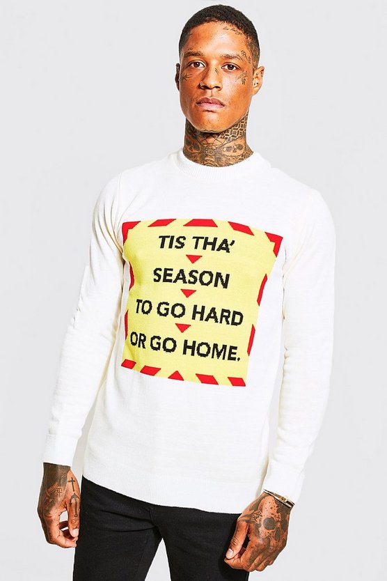 Weihnachtspullover mit Tis Tha Season Slogan