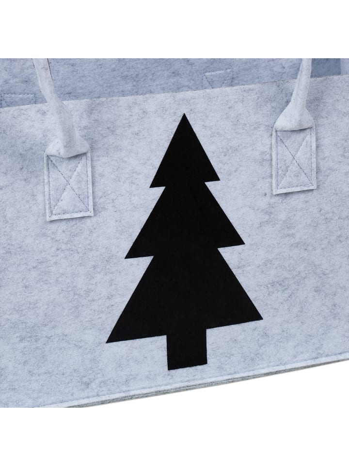 relaxdays Kaminholztasche in Hellgrau/ Schwarz - (B)50 x (H)25 x (T)25 cm günstig kaufen onesize