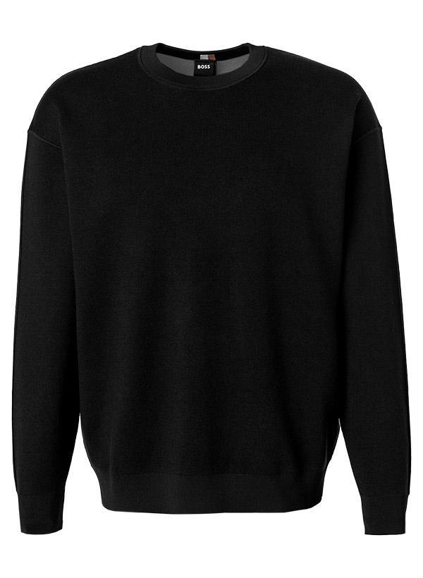 BOSS Black, Pullover, Schurwolle-Baumwolle, schwarz