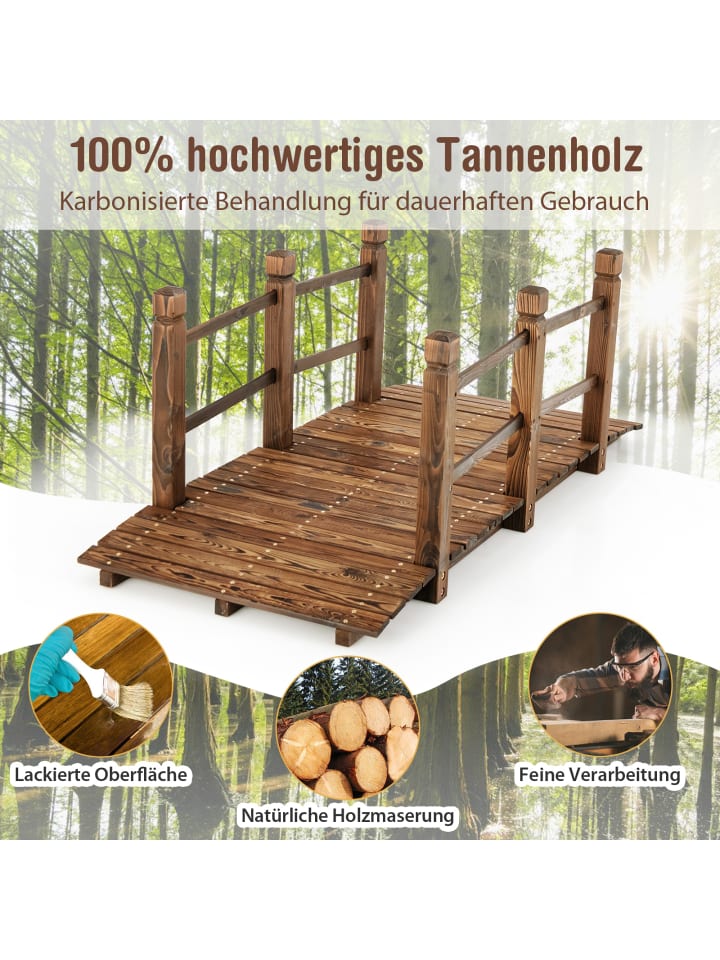 COSTWAY Holzbrücke 150x67x55 cm in Braun günstig kaufen onesize