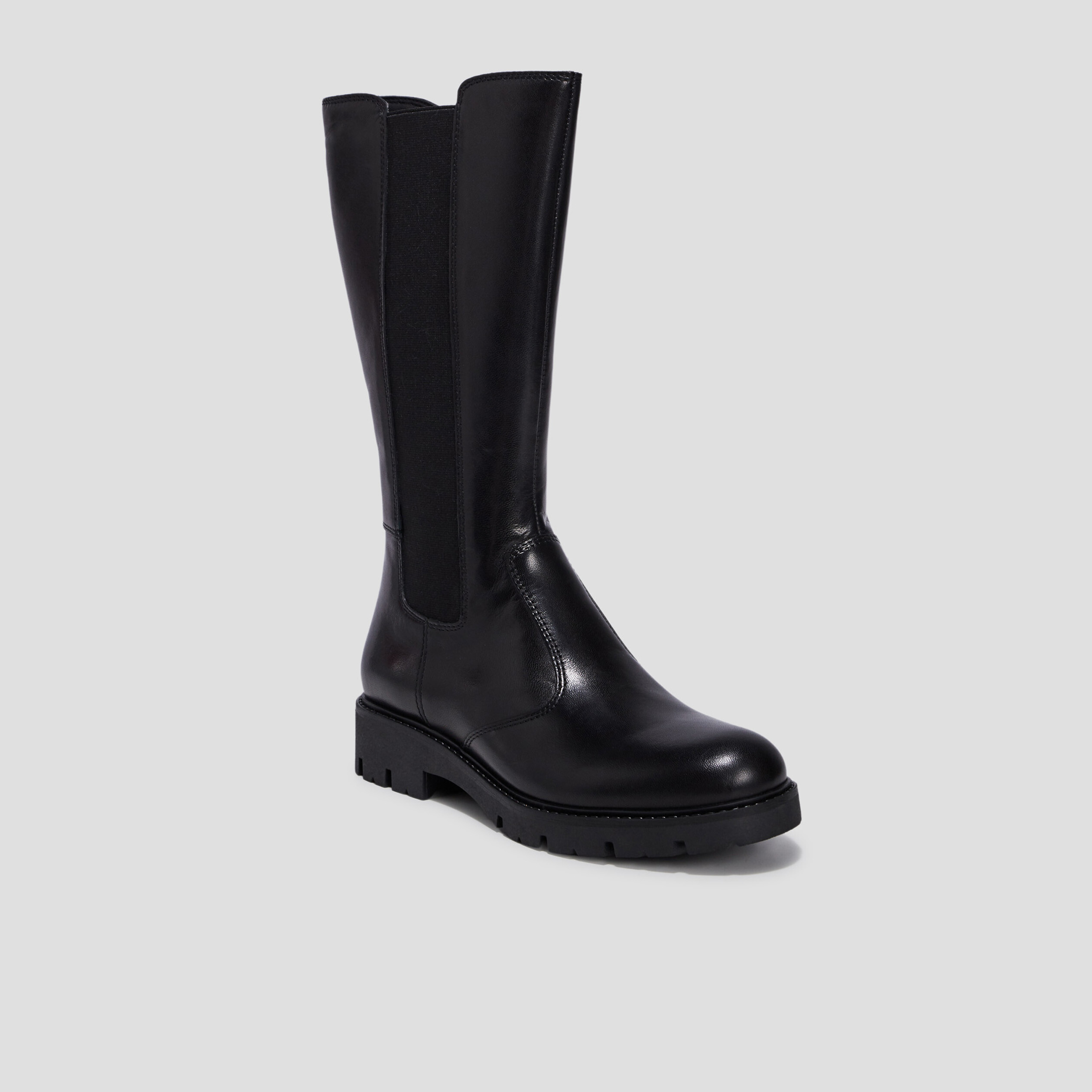 Bottes crantées en cuir noir fille | La Halle
