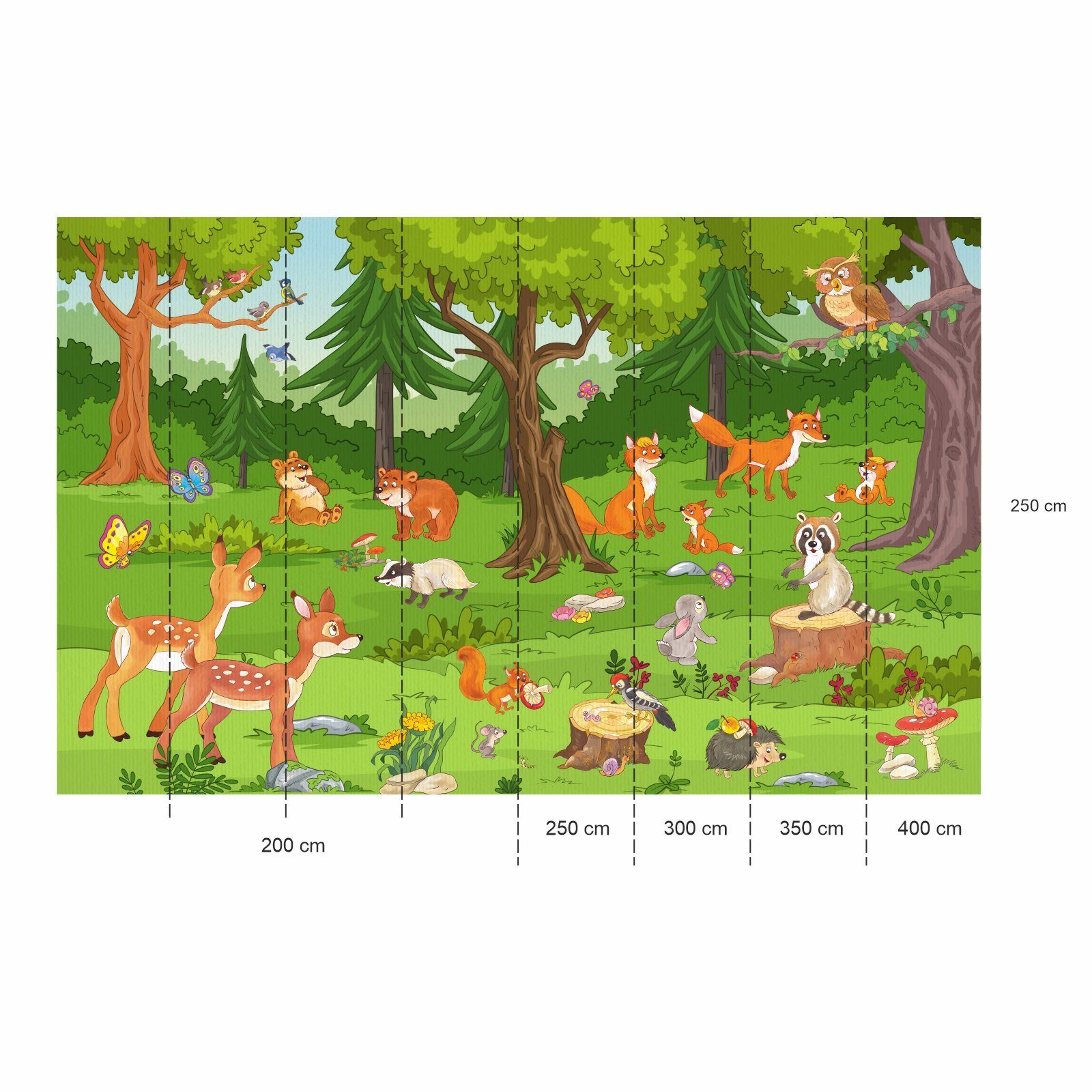 nikima Fototapete Waldtiere Vliestapete Kinderzimmer, foto, inkl. Kleister