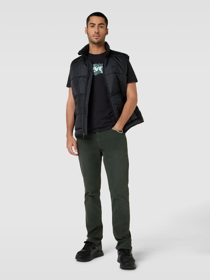 Steppweste mit Label-Stitching Modell 'SUNSET' in schwarz