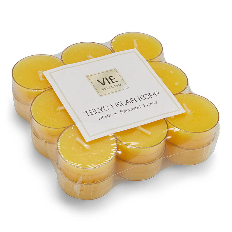 Vie Home Telys 18-pk 4 timer gul