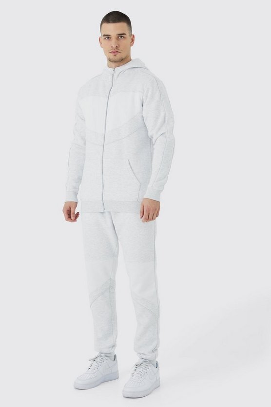 Tall Slim-Fit Colorblock Trainingsanzug mit Kapuze und Trichterkragen