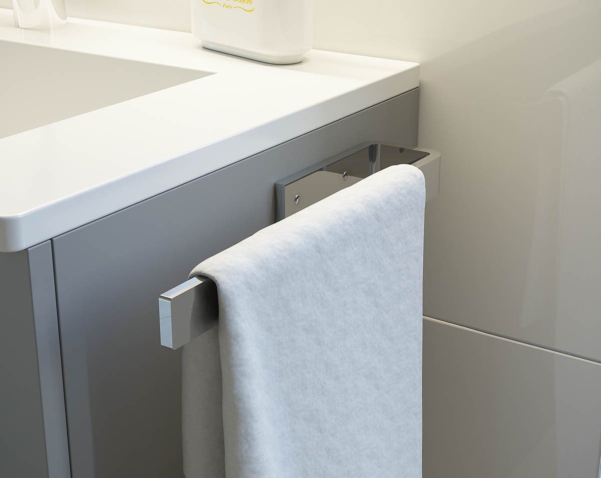 einfachgutemoebel Aufsatzwaschbecken Qualitäts Handtuchhalter Bath-O-Line, 320mm einarmig, chrom