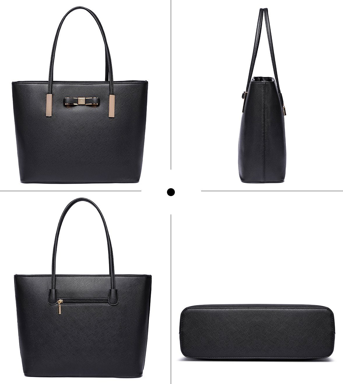 Vanessa & Melissa Shopper T01, Damen Handtasche, vielseitige Schultertasche große Tasche schwarz