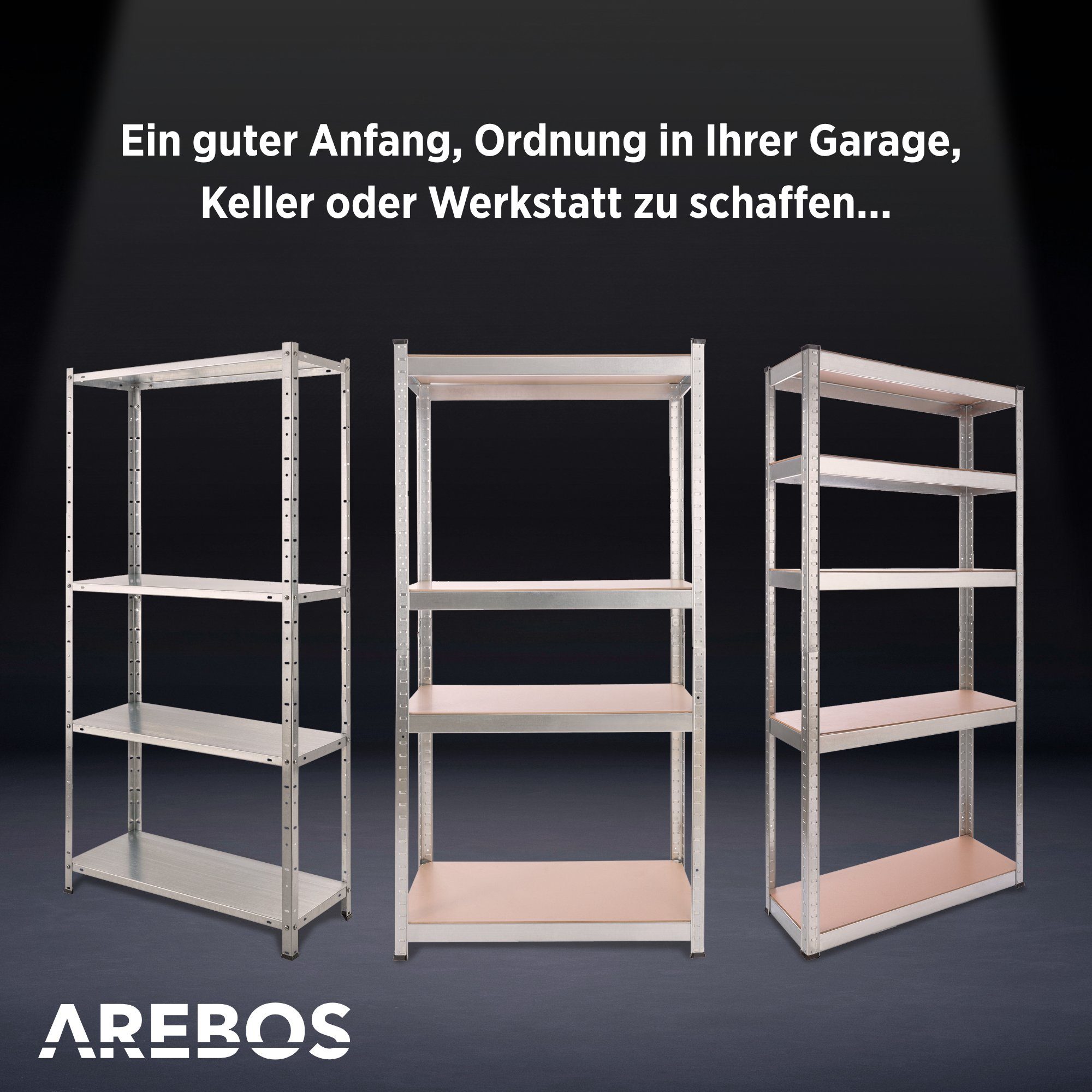Arebos Schwerlastregal Regal Steckregal Kelleregal 160 x 80 x 40 cm 320 kg