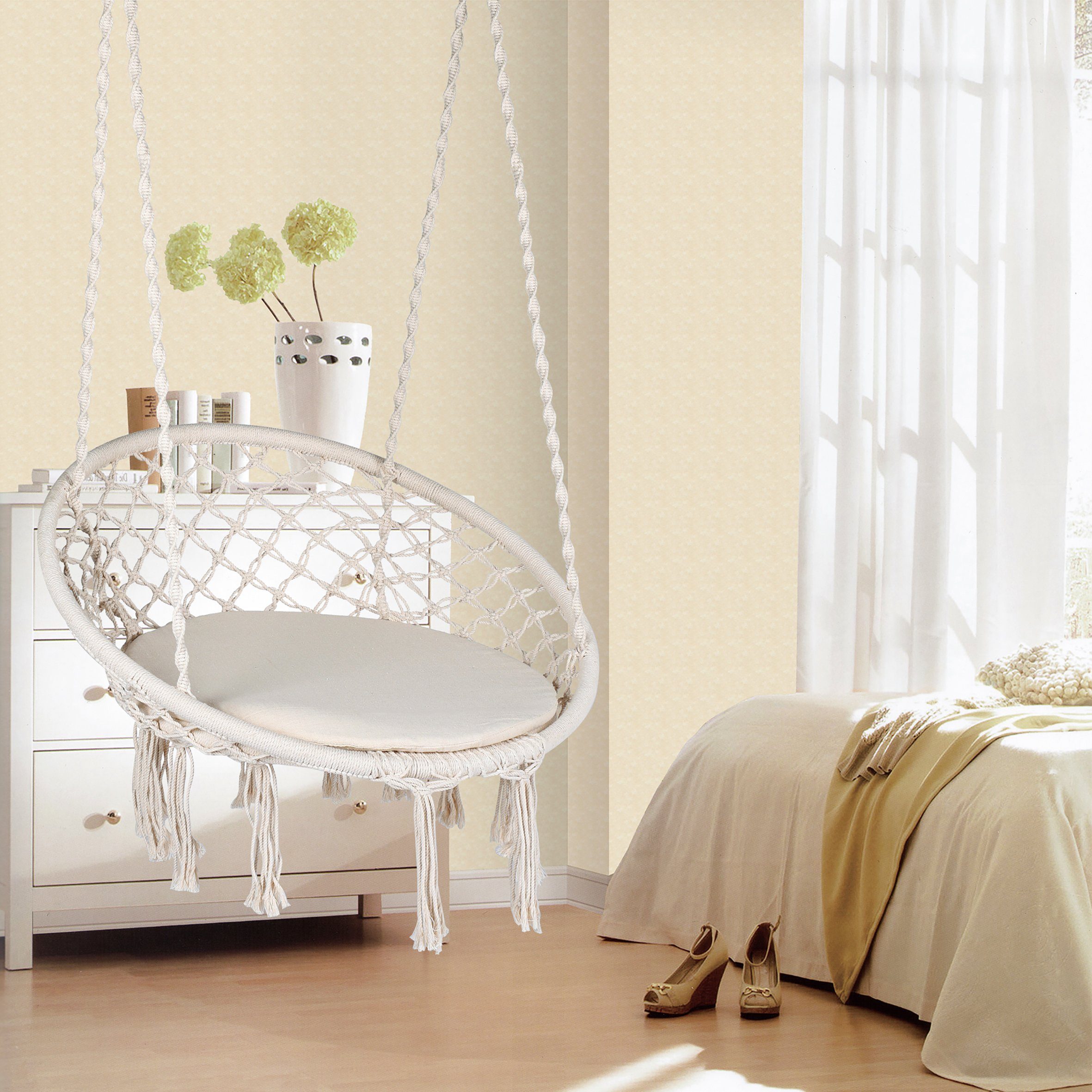 Ribelli Hollywoodschaukel Hängestuhl, beige, 80 x 60 x 135 cm