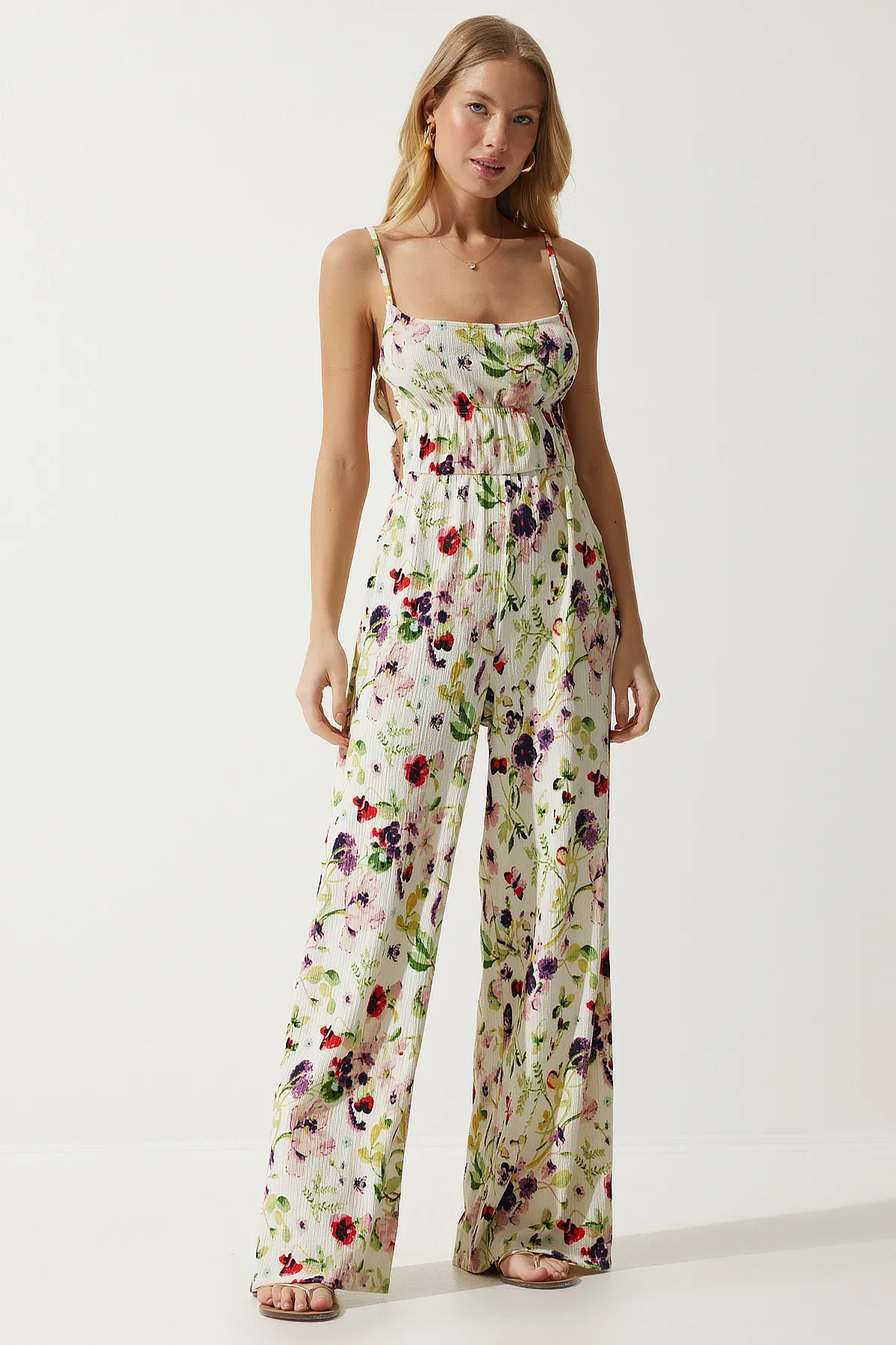 Happiness İstanbul  Jumpsuit - Ecru - Regular Fit