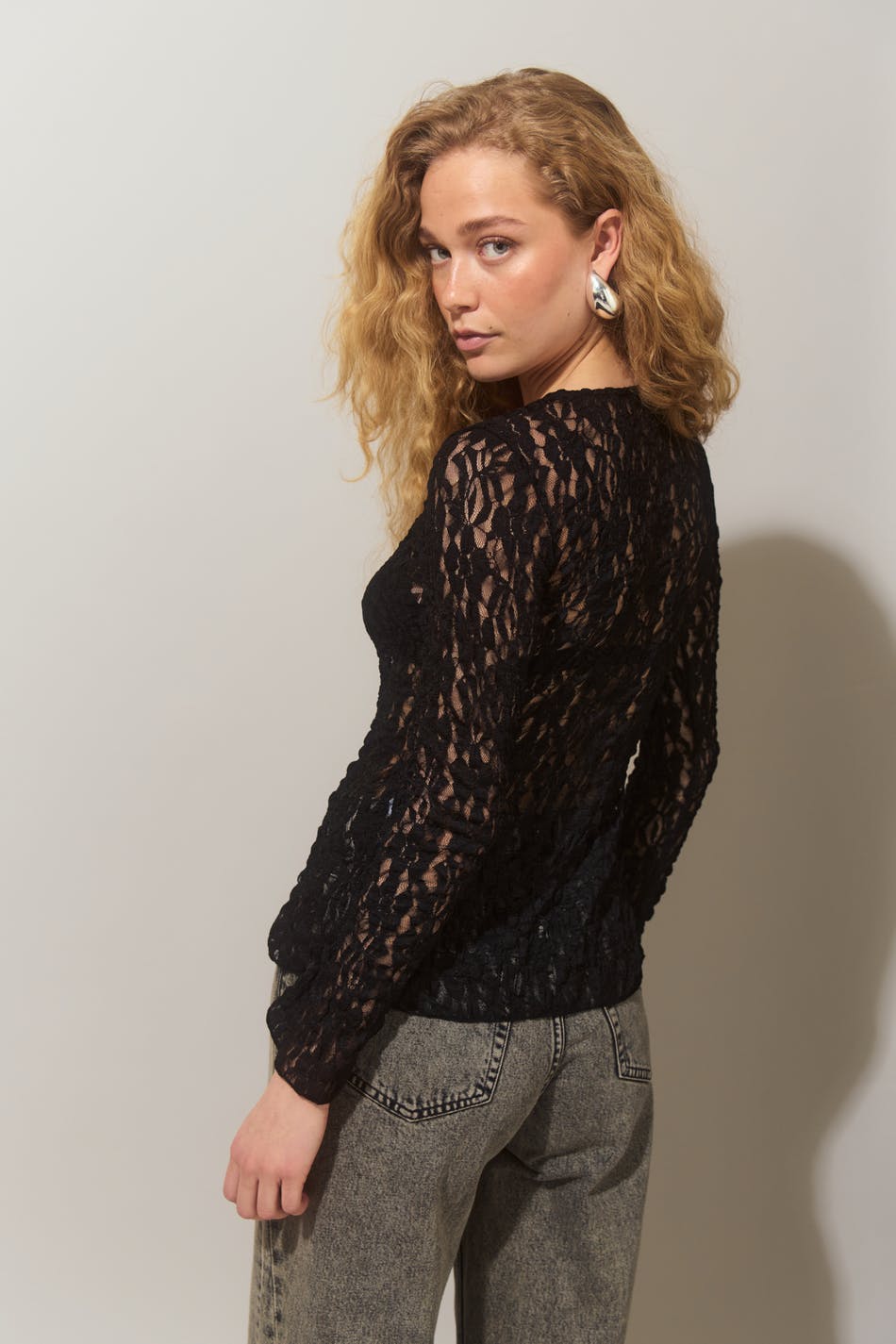 Tie front lace top