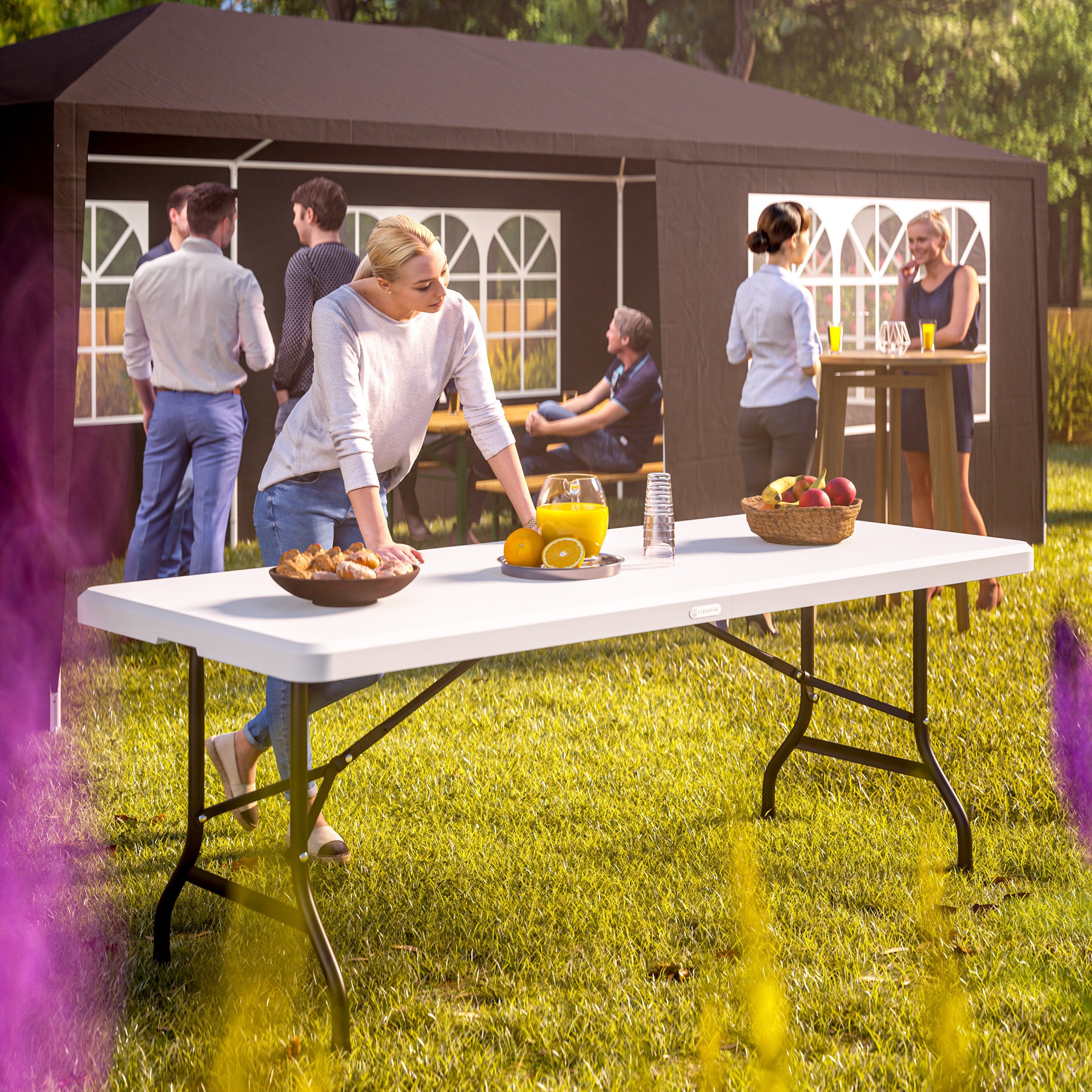 Casaria Klapptisch (2-St), 2x 183x76cm Klappbar Wetterfest Tragbar Garten Camping Balkon Tisch