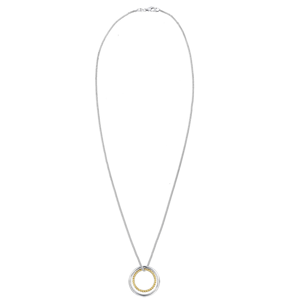 Elli Elli Collier Femmes Cercle Geo Basique Bi-Color en argent sterling 925 plaqué or collier