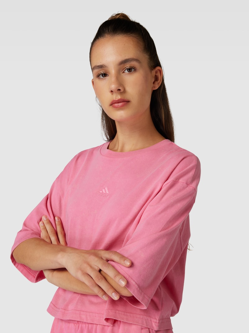 Cropped T-Shirt in melierter Optik in pink