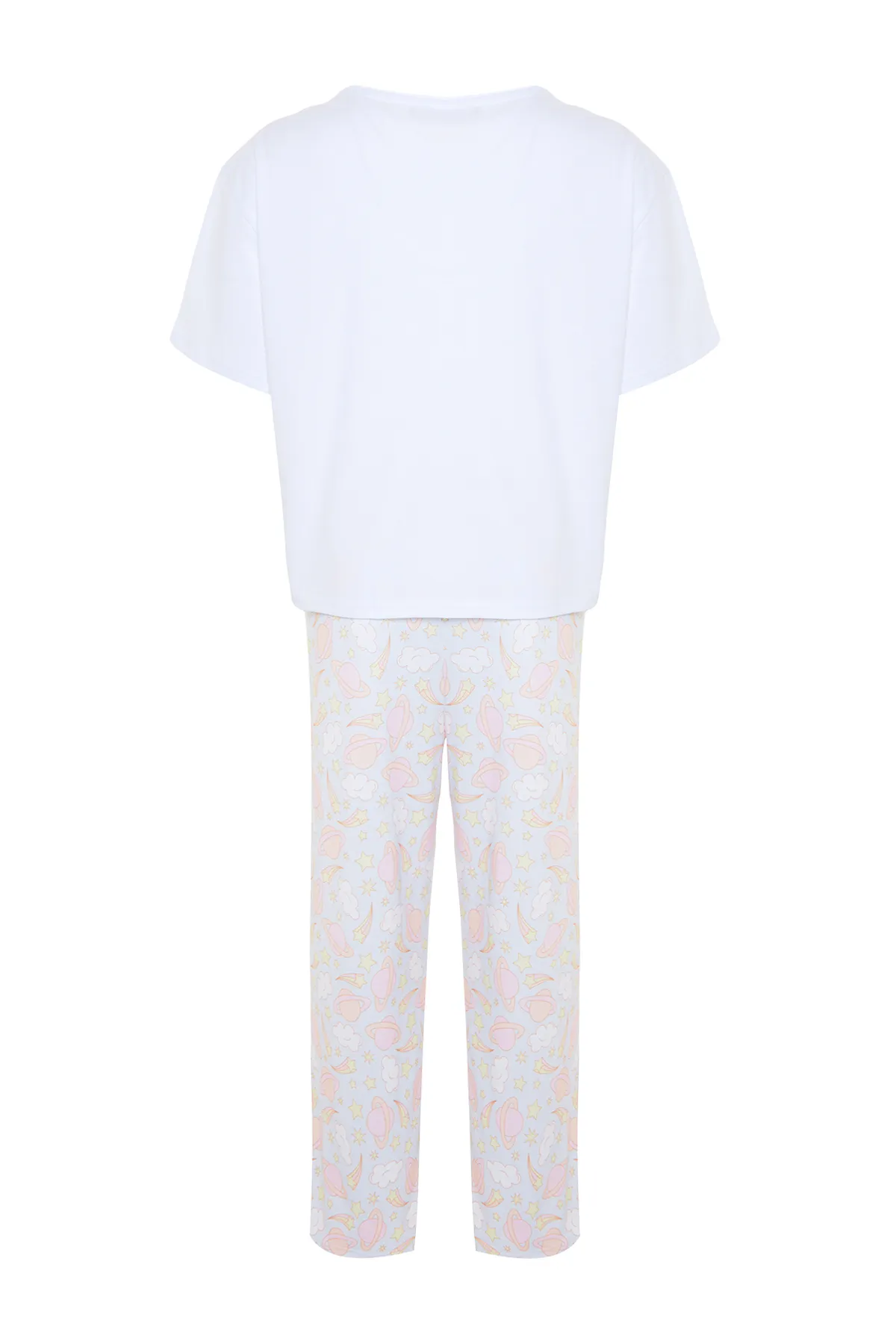 Trendyol Curve  Rosa bedrucktes Strickpyjama-Set TBBAW24AI00023