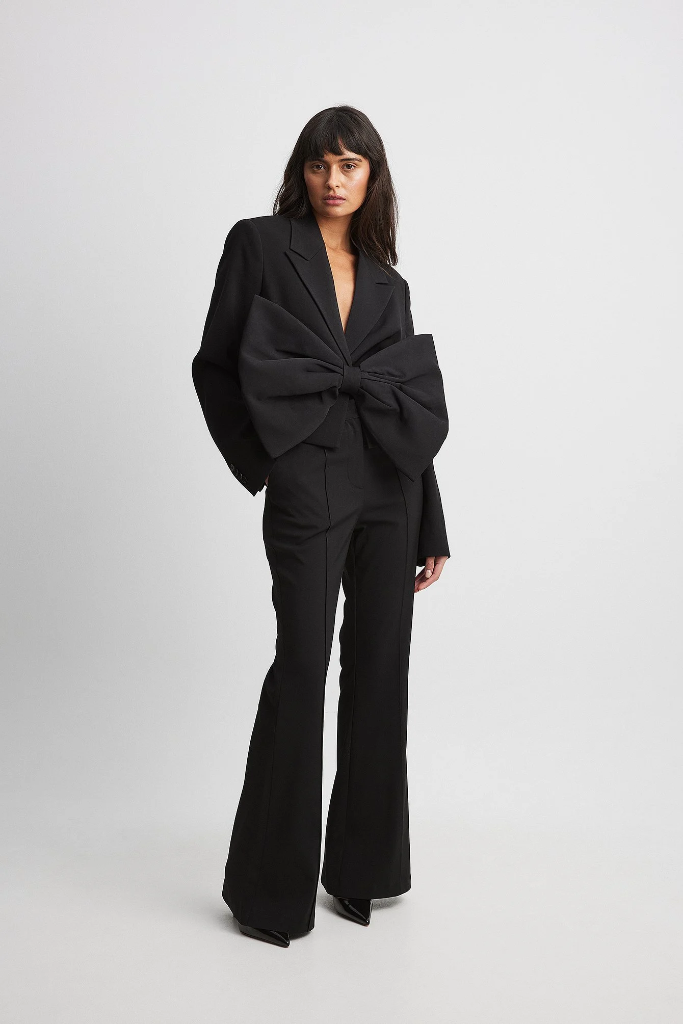 Crop-Blazer mit großer Schleife