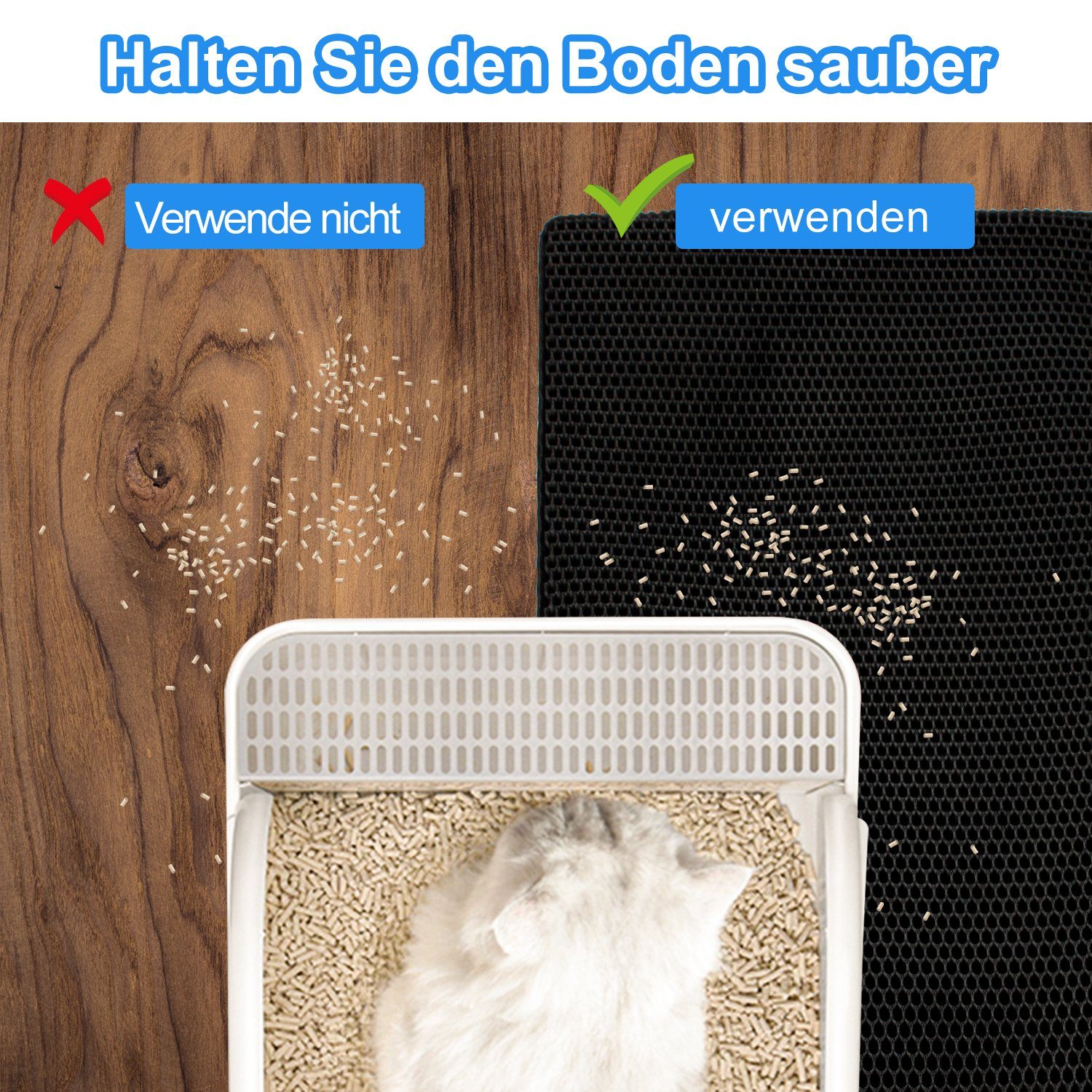 Gimisgu Katzentoilette Katzenstreu Matte Katzenmatte Wasserabweisende Katzenklo Matte 78×60cm