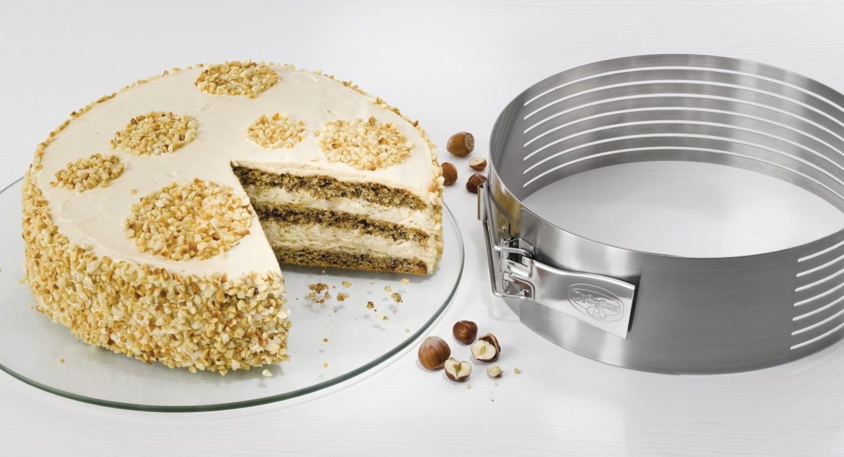 Dr. Oetker Torten-Schneidhilfe Dr. Oetker Tortenboden Schneidehilfe Edelstahl Ø26-28cm mit