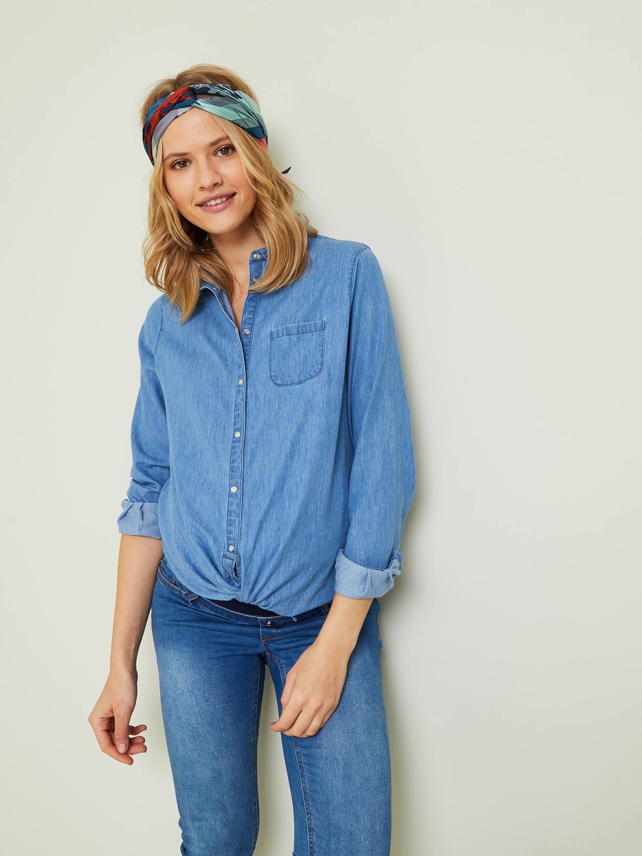 Chemisier de grossesse et d'allaitement jean denim stone