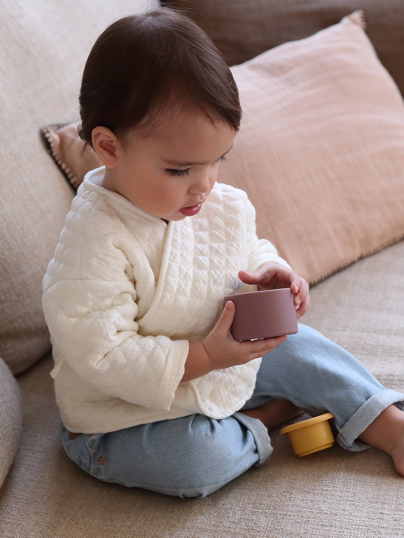 Vertbaudet Baby Wickel-Cardigan, gesteppt - wollweiß