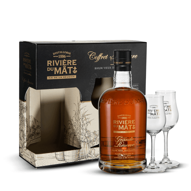Coffret Rivière Du Mât Grande Réserve + 2 Verres 40%