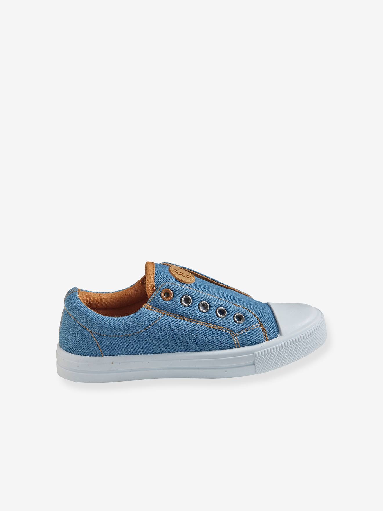 Vertbaudet Jungen Stoff-Sneakers mit Gummizug - grau