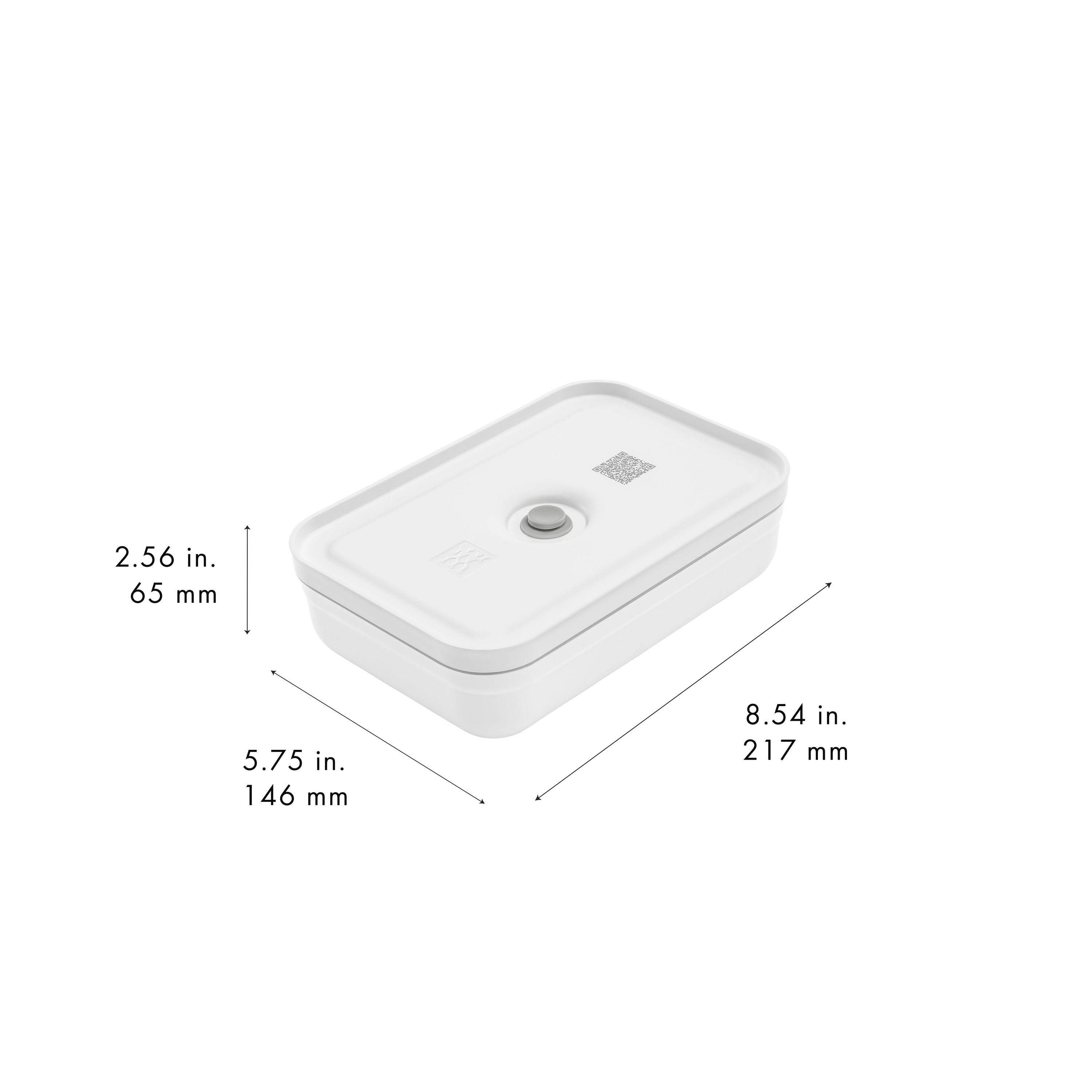 Vakuum Lunchbox L flach, Kunststoff, Weiß-grau