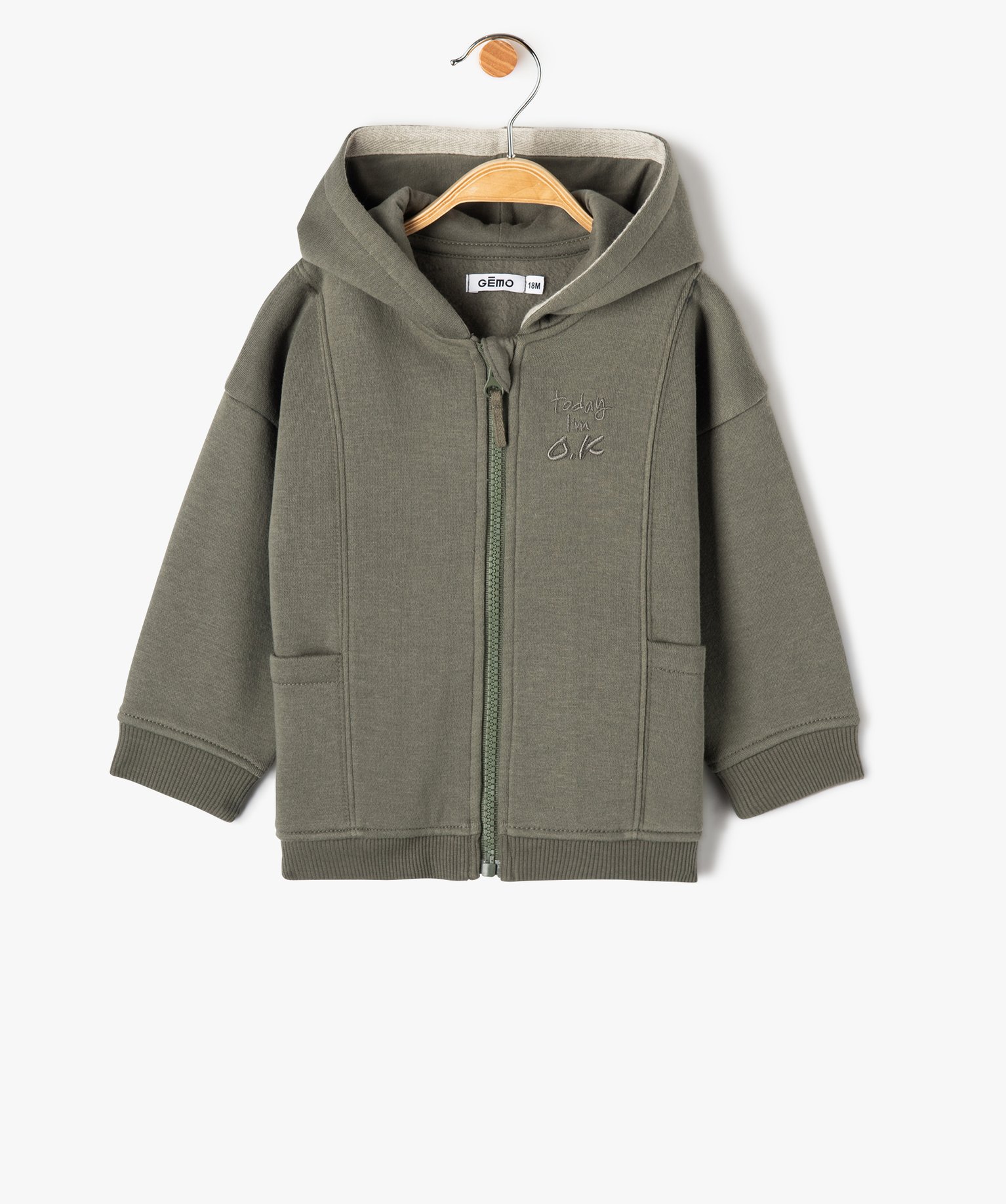 Sweat zippé molletonné à capuche bébé Garçon vert | GEMO