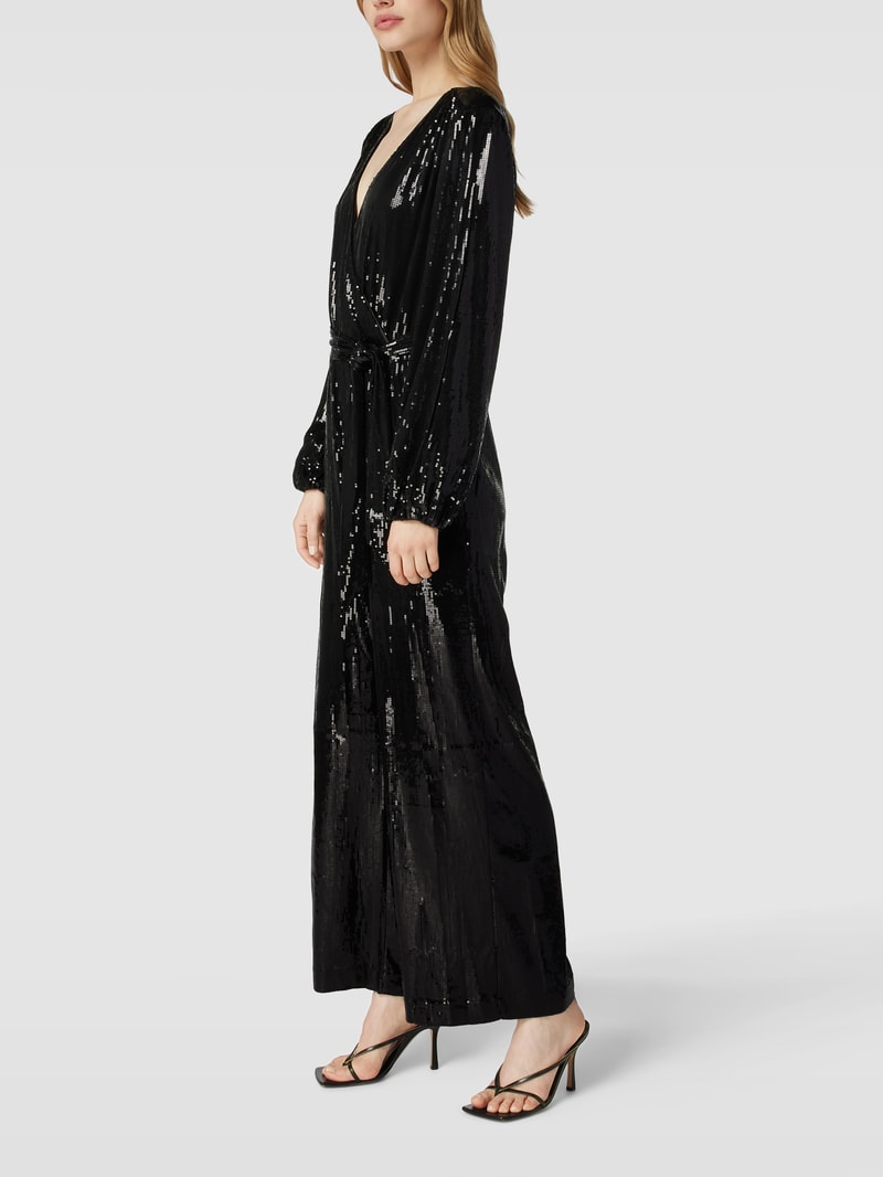 Jumpsuit mit Paillettenbesatz in schwarz