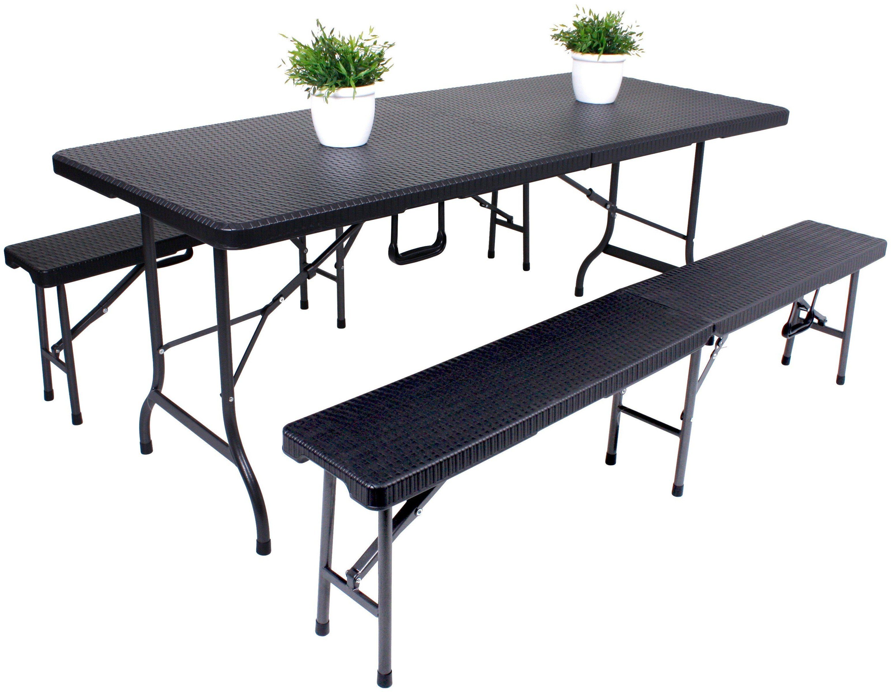 möbelando Bierzeltgarnitur Ventana, (BxHxT: 180x73x75 cm), in schwarz