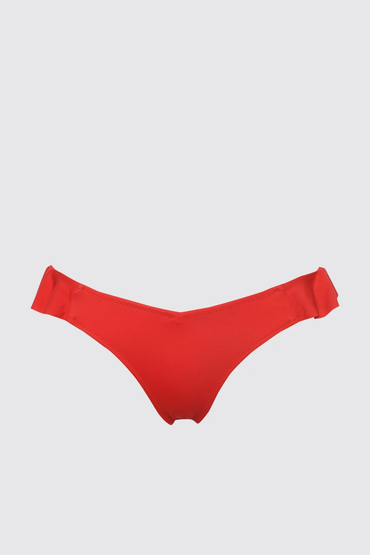 Trendyol Collection  Rote Rüschen-Bikinihose mit detailliertem V-Ausschnitt TBESS21BA0044