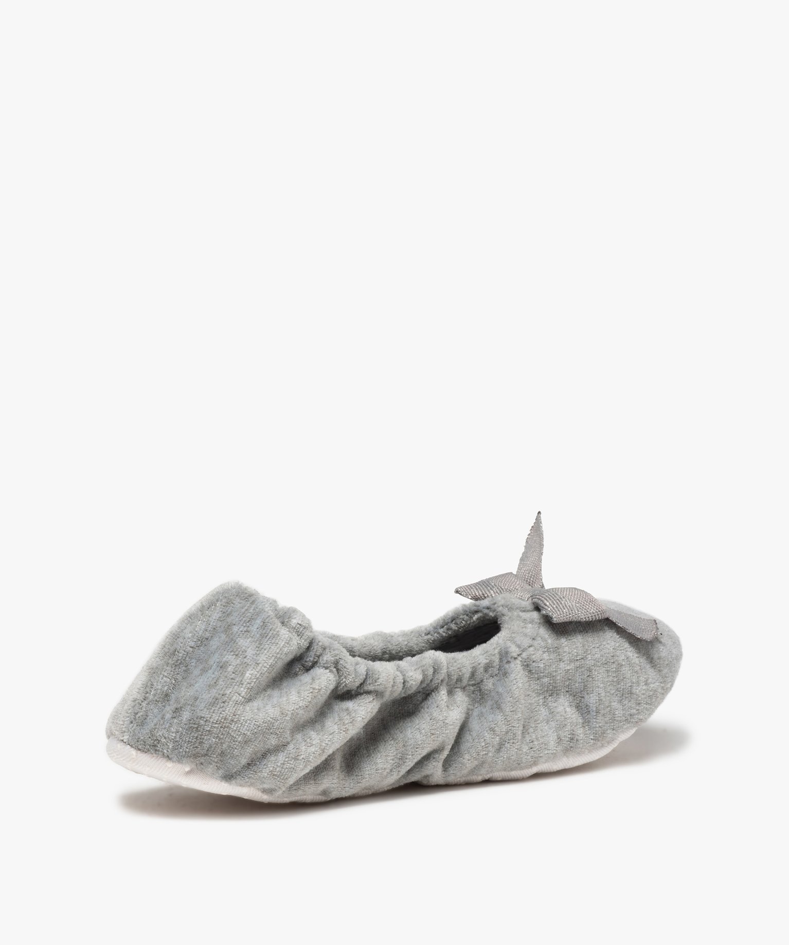 Chaussons femme ballerines élastiquées en velours gris | GEMO