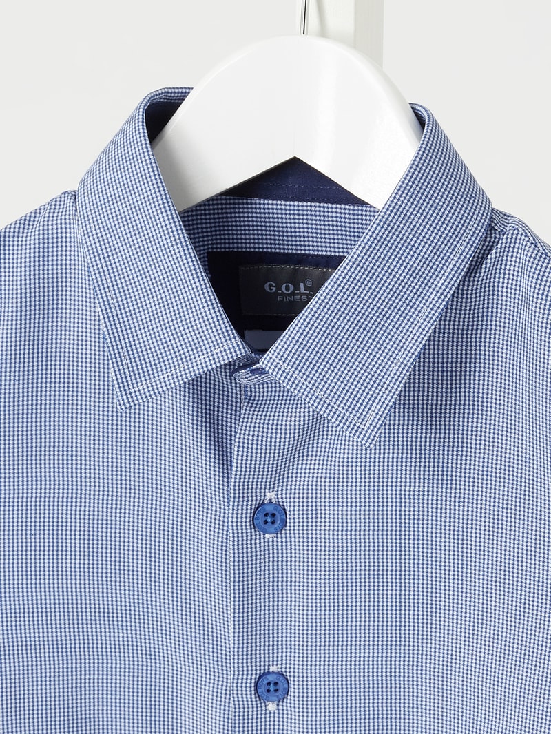 Slim Fit Hemd mit Vichy-Karo in blau