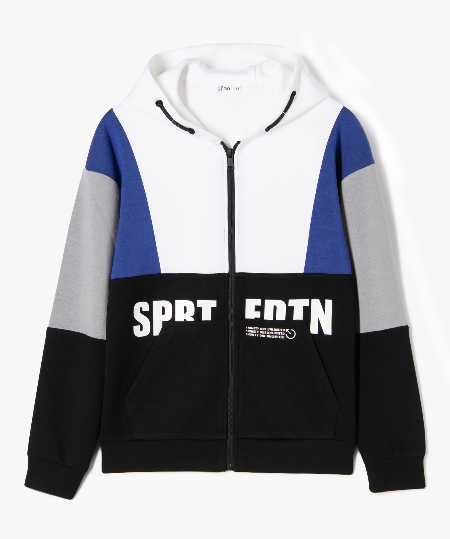 Sweat à capuche zippé multicolore Garçon blanc | GEMO